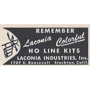 Laconia Industries Inc HO Line Kits Vintage Print Ad 1954 Original Stockton Ca u